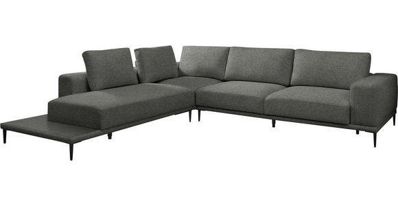 ECKSOFA  in Leinwand Graphitfarben  271/318 cm  - Schwarz/Graphitfarben, Design, Textil/Metall (271/318cm) - Belluti