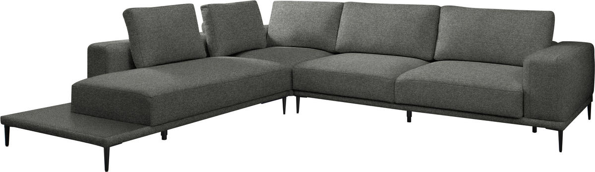 ECKSOFA  in Leinwand Graphitfarben  271/318 cm  - Schwarz/Graphitfarben, Design, Textil/Metall (271/318cm) - Belluti