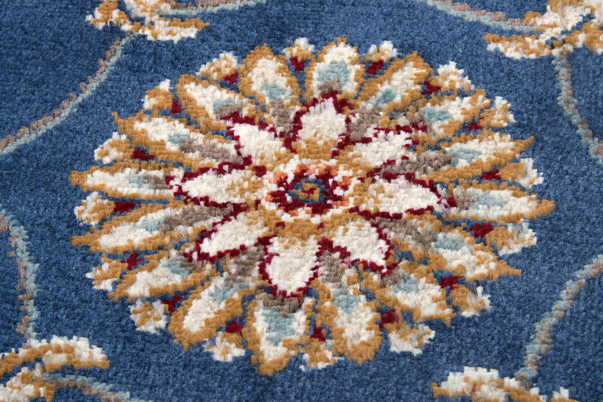 FLACHWEBETEPPICH 57/90 cm Luxor Blau, Creme  - Blau/Creme, Design, Kunststoff/Textil (57/90cm)