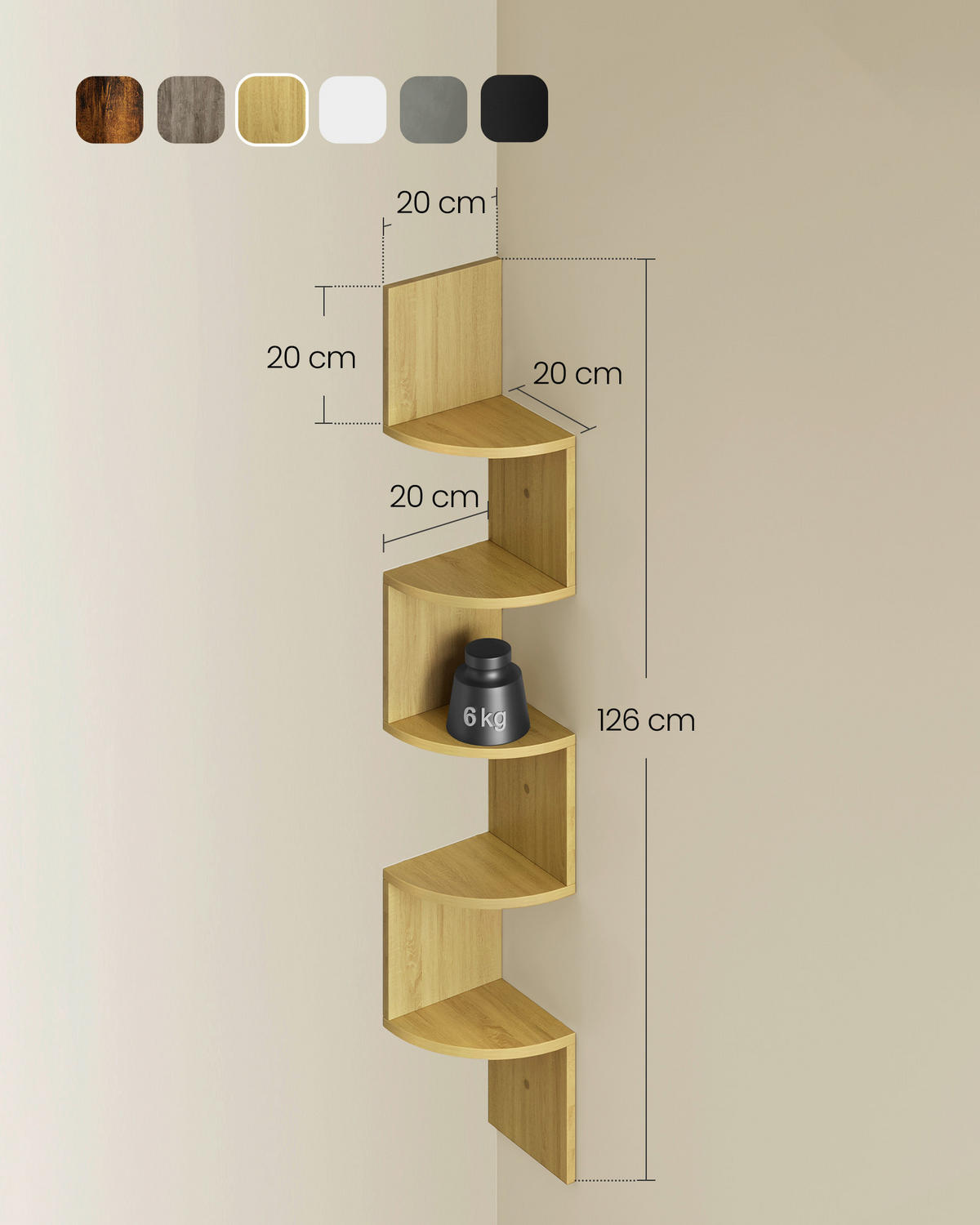 BÜCHERWAND Recyclingholz Eichefarben  - Eichefarben, Trend, Holzwerkstoff (20/126/20cm) - Boxxx