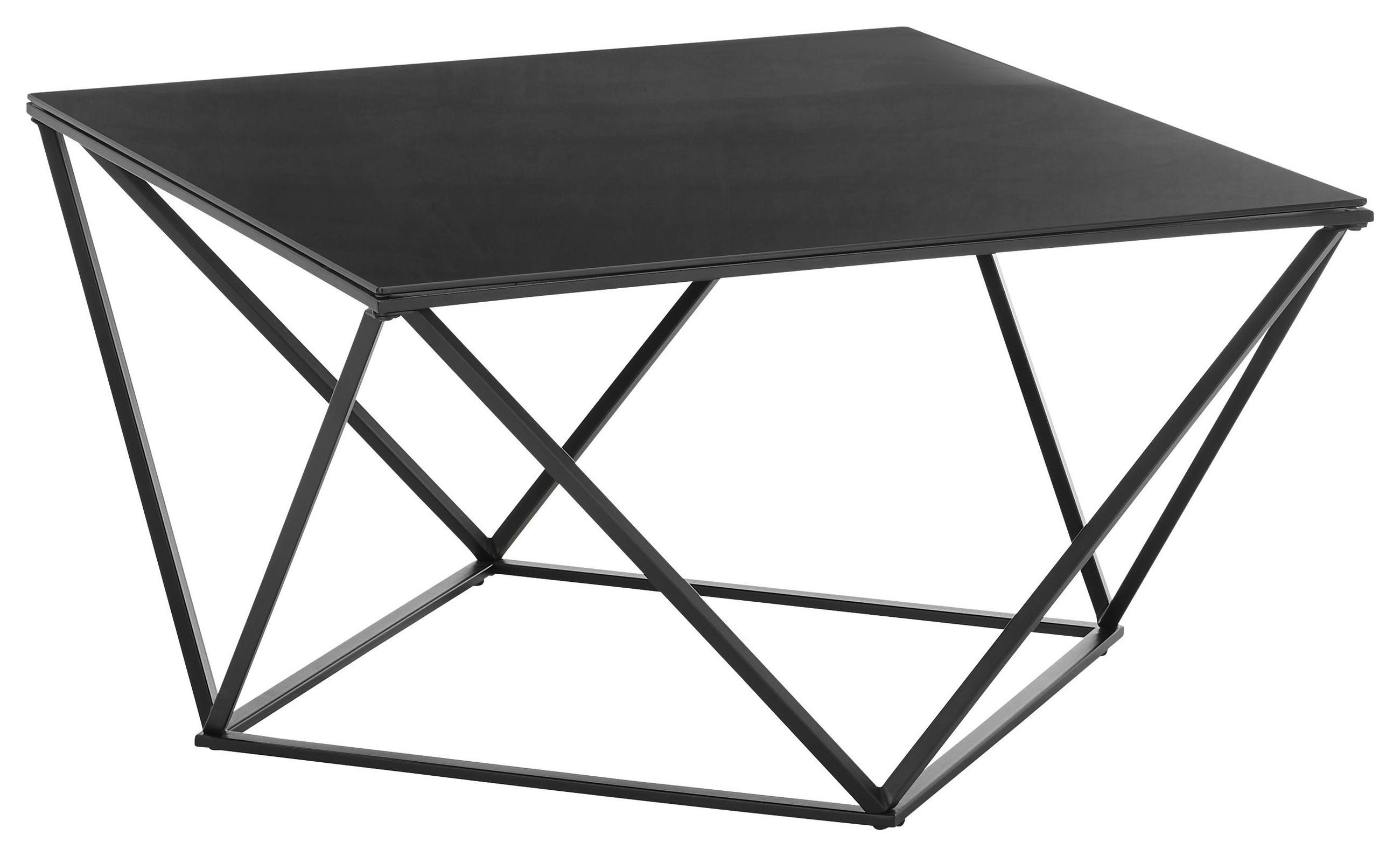 COUCHTISCH Sicherheitsglas 80/80/45 cm quadratisch Schwarz  - Schwarz, Design, Glas/Metall (80/80/45cm) - Boxxx