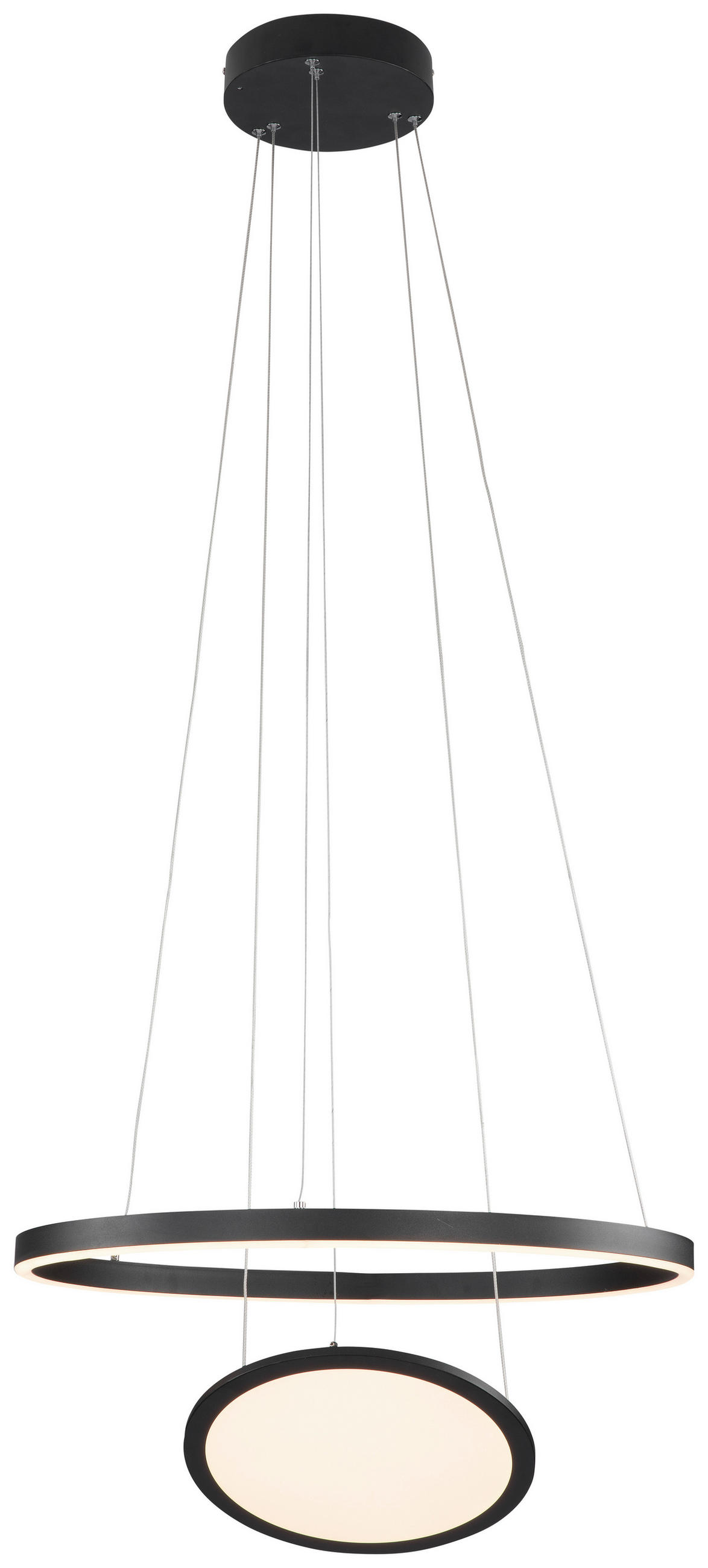 ZÁVĚSNÉ LED SVÍTIDLO, 60 cm  - bílá/černá, Trend, kov/plast (60cm) - Novel