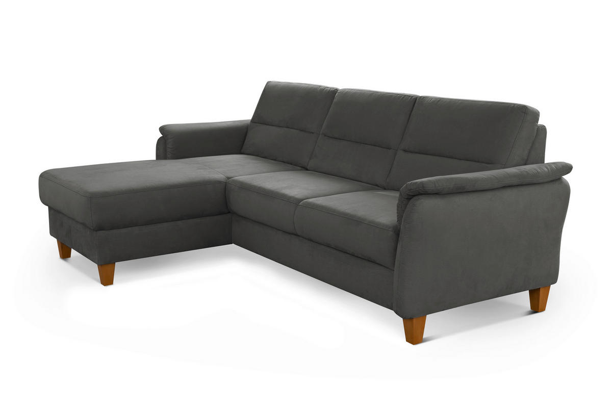 ECKSOFA PALMERA V Grau Mikrofaser  - Eichefarben/Grau, KONVENTIONELL, Holz/Textil (163/244cm) - Sit & More
