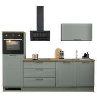 KÜCHENLEERBLOCK 260 cm   in Grün, Eiche Artisan  - Schwarz/Eiche Artisan, Design, Holzwerkstoff/Metall (260cm) - MID.YOU