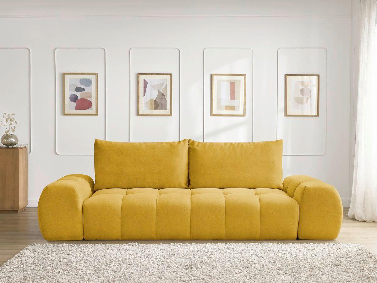 SCHLAFSOFA EVEREST  mit Rücken echt, Armteil links, Armteil rechts Struktur Gelb  - Gelb/Schwarz, MODERN, Kunststoff/Textil (278/90/115cm)