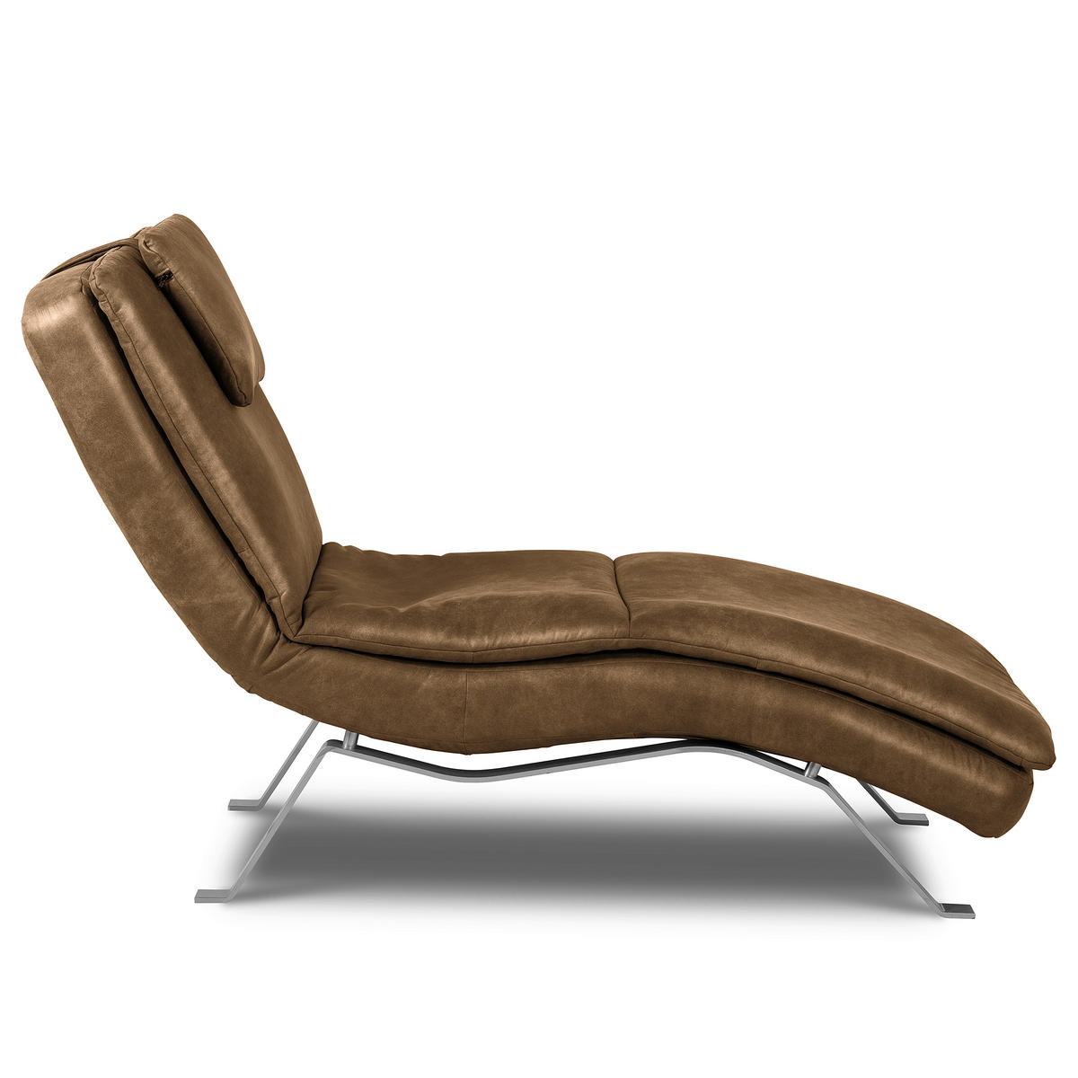RELAXLIEGE Lederlook Braun  - Silberfarben/Braun, Design, Textil/Metall (65/95/171cm) - Celina Home