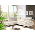ECKSOFA Greige Flachgewebe Rücken echt, Kopfteilverstellung, Sitzvorzug  - Greige/Schwarz, MODERN, Textil/Metall (210/258cm) - Landscape