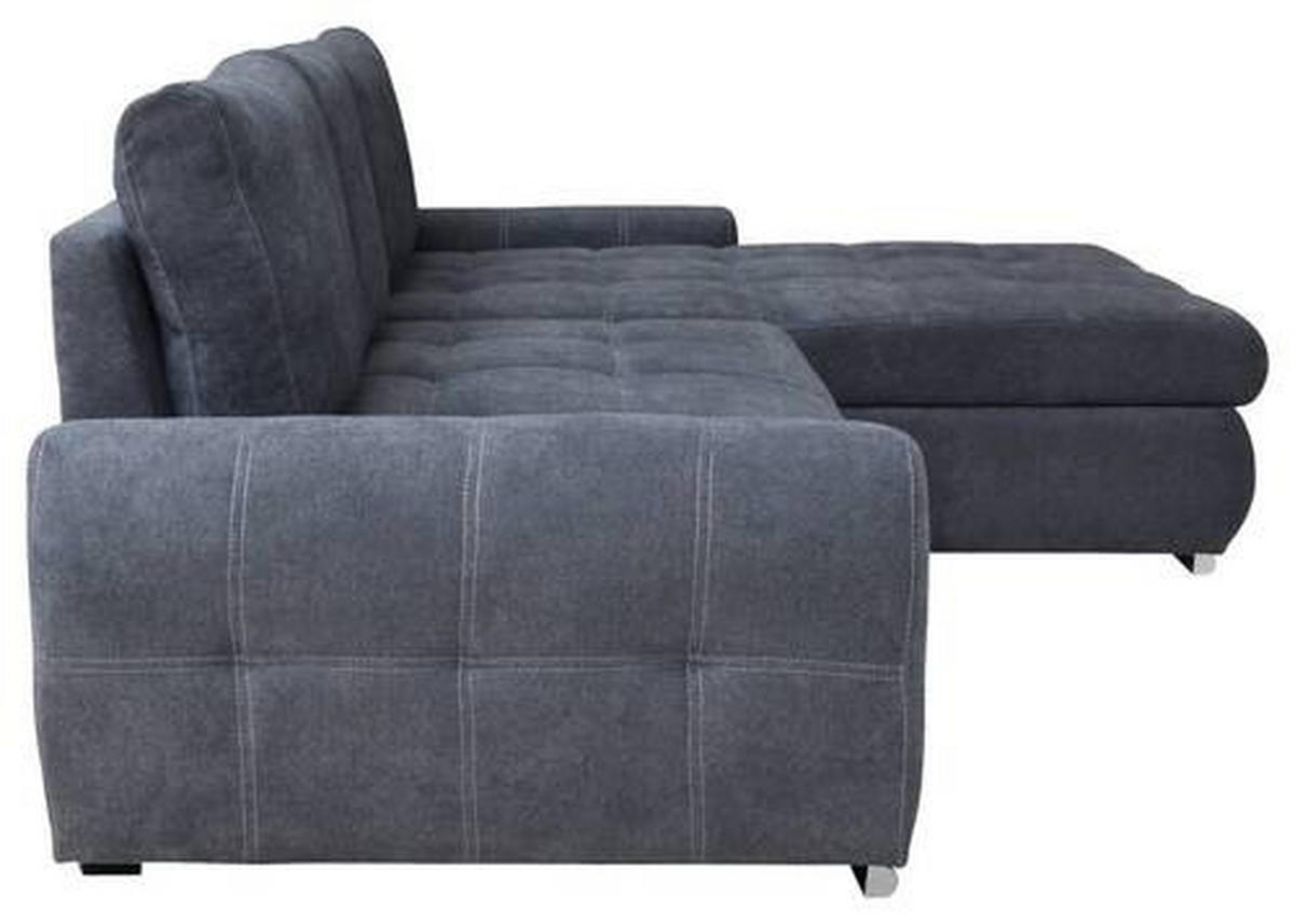 ECKSCHLAFSOFA in Velours Grau  - Chromfarben/Weiss, Design, Kunststoff/Textil (277/175cm) - Livetastic