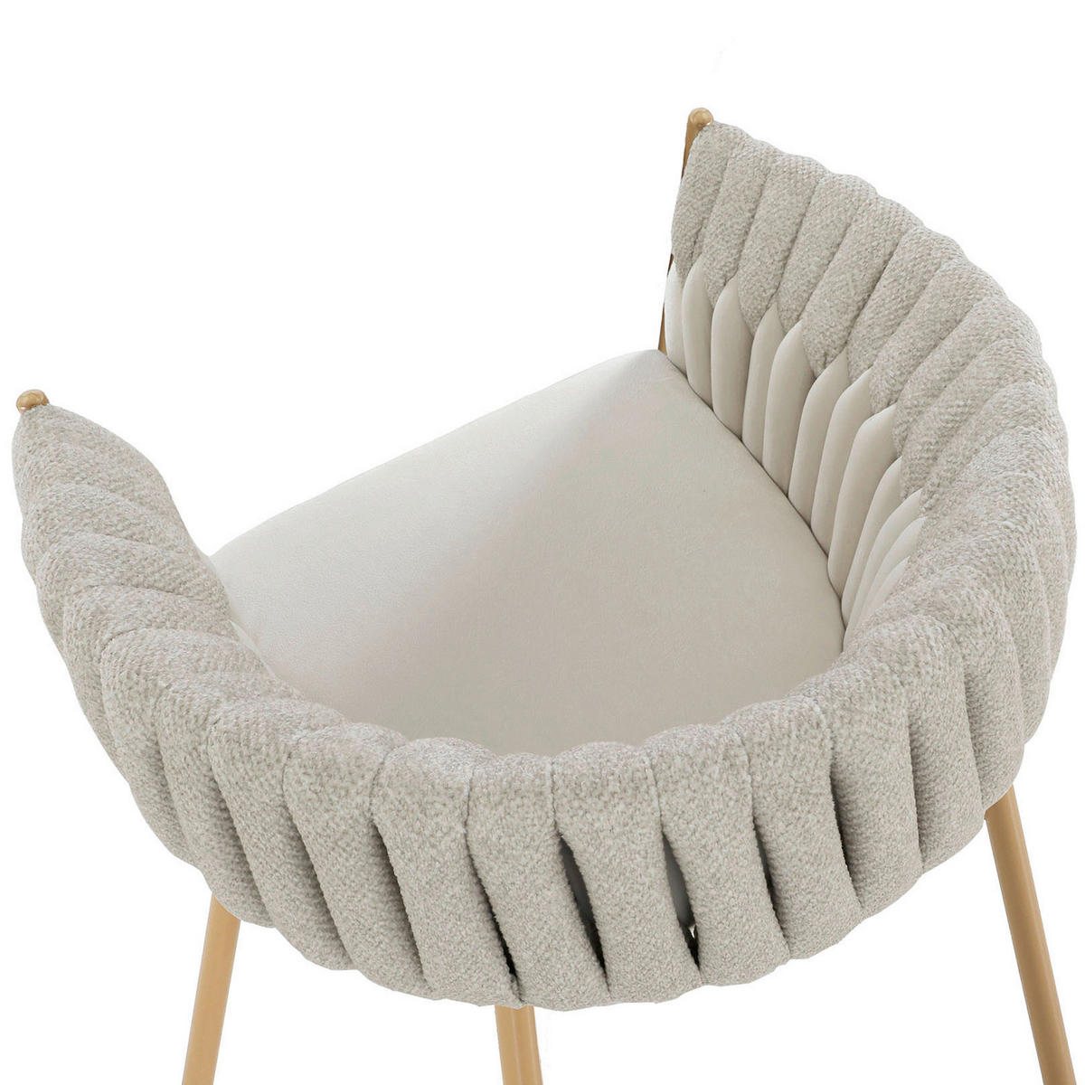 STOLIČKA S PODRÚČKAMI, zamat, velúr, béžová - zlatá/béžová, Design, kov/textil (65/76/60cm) - Ambia Home