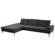 ECKSOFA in Echtleder Grau  195/308 cm  - Schwarz/Grau, Design, Leder/Metall (195/308cm) - Dieter Knoll
