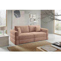 SCHLAFSOFA TERAZZO in Webstoff Rosa  - Schwarz/Rosa, Design, Kunststoff/Textil (254/93/167cm) - Livetastic