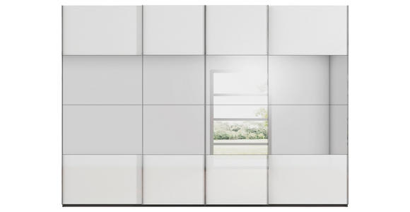 SCHWEBETÜRENSCHRANK  in Graphitfarben, Weiß  - Chromfarben/Graphitfarben, Design, Glas/Holzwerkstoff (316/235/68cm) - Novel