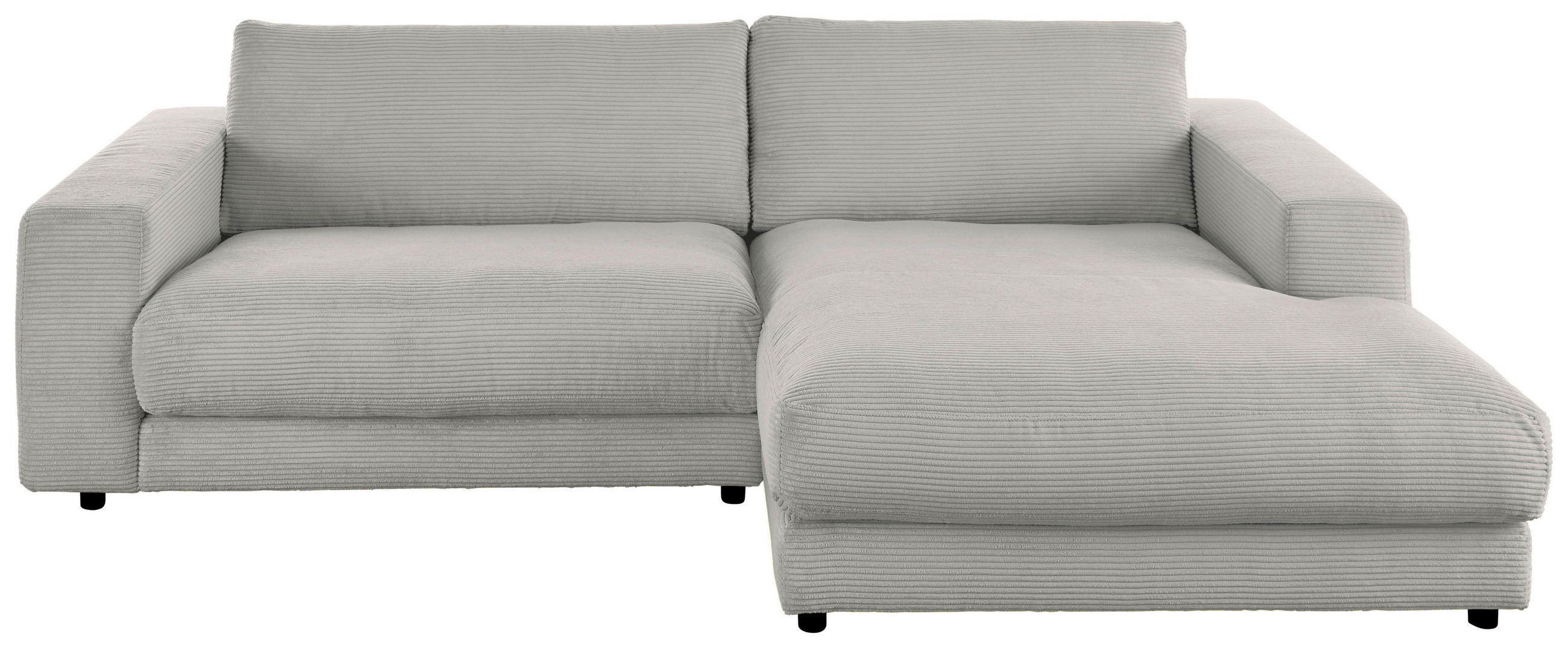ECKSOFA in Cord Greige  - Greige/Schwarz, Design, Kunststoff/Textil (270/190cm) - Lomoco