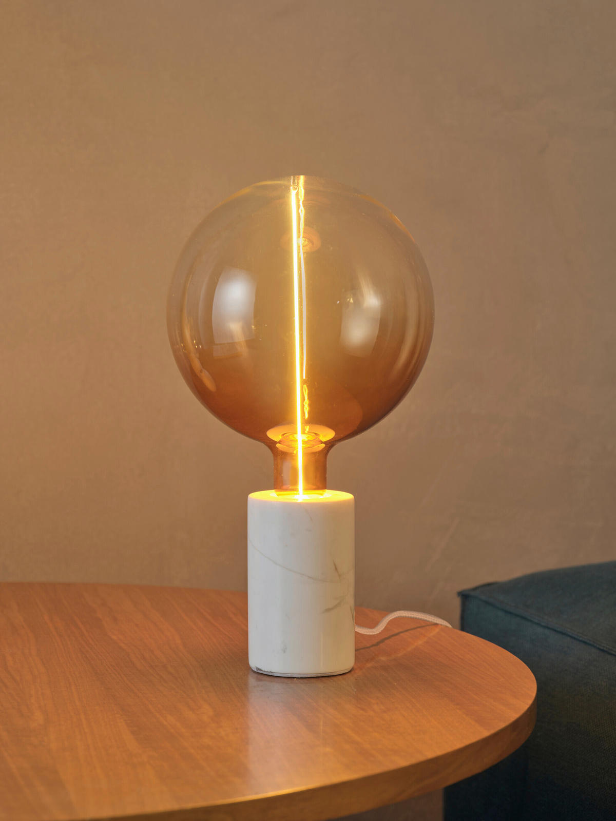 TISCHLEUCHTE 8/13 cm   - Weiß, Basics, Stein (8/13cm) - Osram