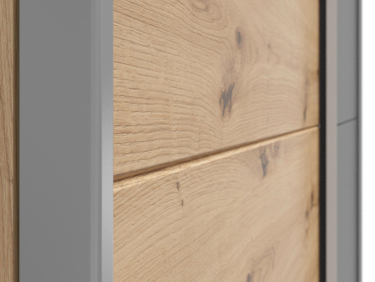 SCHWEBETÜRENSCHRANK 170/191/59 cm 2-türig Weiß, Eichefarben, Eiche Artisan  - Eichefarben/Silberfarben, Basics, Holzwerkstoff/Kunststoff (170/191/59cm) - Boxxx