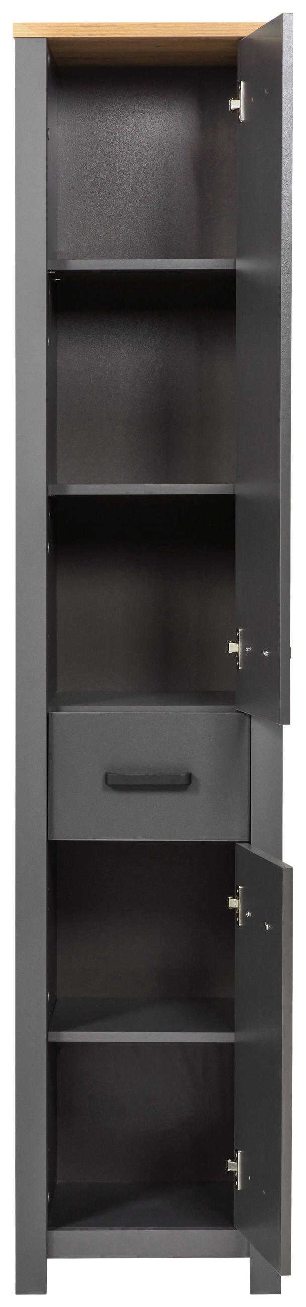 HOCHSCHRANK 42/197/40 cm  - Anthrazit/Schwarz, Natur, Holzwerkstoff/Metall (42/197/40cm) - home24