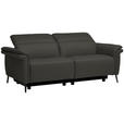 3-SITZER-SOFA  in Echtleder Anthrazit   - Anthrazit/Schwarz, Design, Leder/Metall (210/79/104cm) - Belluti