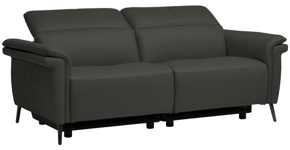 3-SITZER-SOFA  in Echtleder Anthrazit   - Anthrazit/Schwarz, Design, Leder/Metall (210/79/104cm) - Belluti