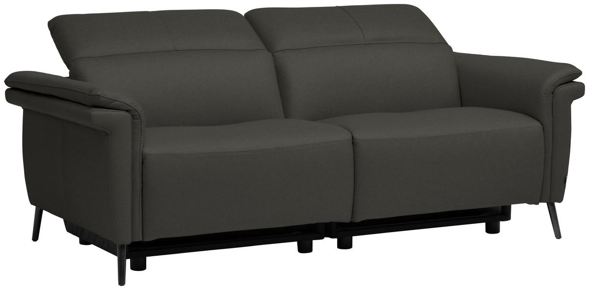 3-SITZER-SOFA Echtleder Anthrazit  - Anthrazit/Schwarz, Design, Leder/Metall (210/79/104cm) - Belluti