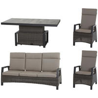 LOUNGEGARNITUR 4-teilig   72/103/160 cm Aluminium  - Grau, Basics, Keramik/Kunststoff (72/103/160cm) - Siena Garden