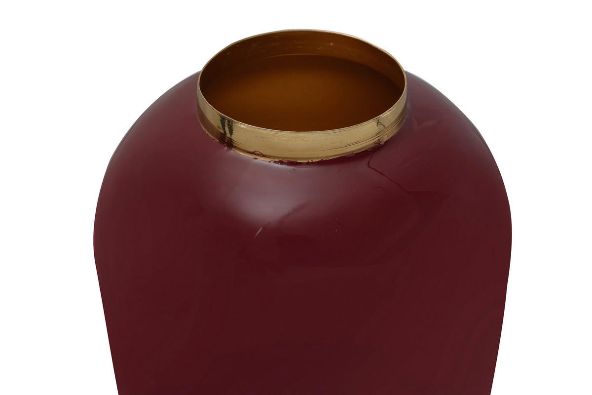 VASE  - Pflaume/Goldfarben, Trend, Metall (16,5/16,5/20cm) - Kayoom