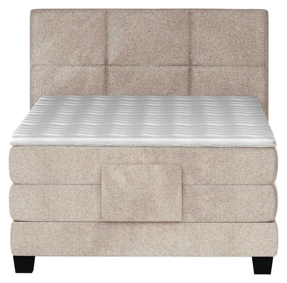 BOXSPRINGBETT 120/200 cm,  in Beige, Matratze, Topper, motorische Verstellbarkeit, Fernbedienung, H3 = fest  - Beige/Schwarz, KONVENTIONELL, Holz/Kunststoff (120/200cm) - Chameo