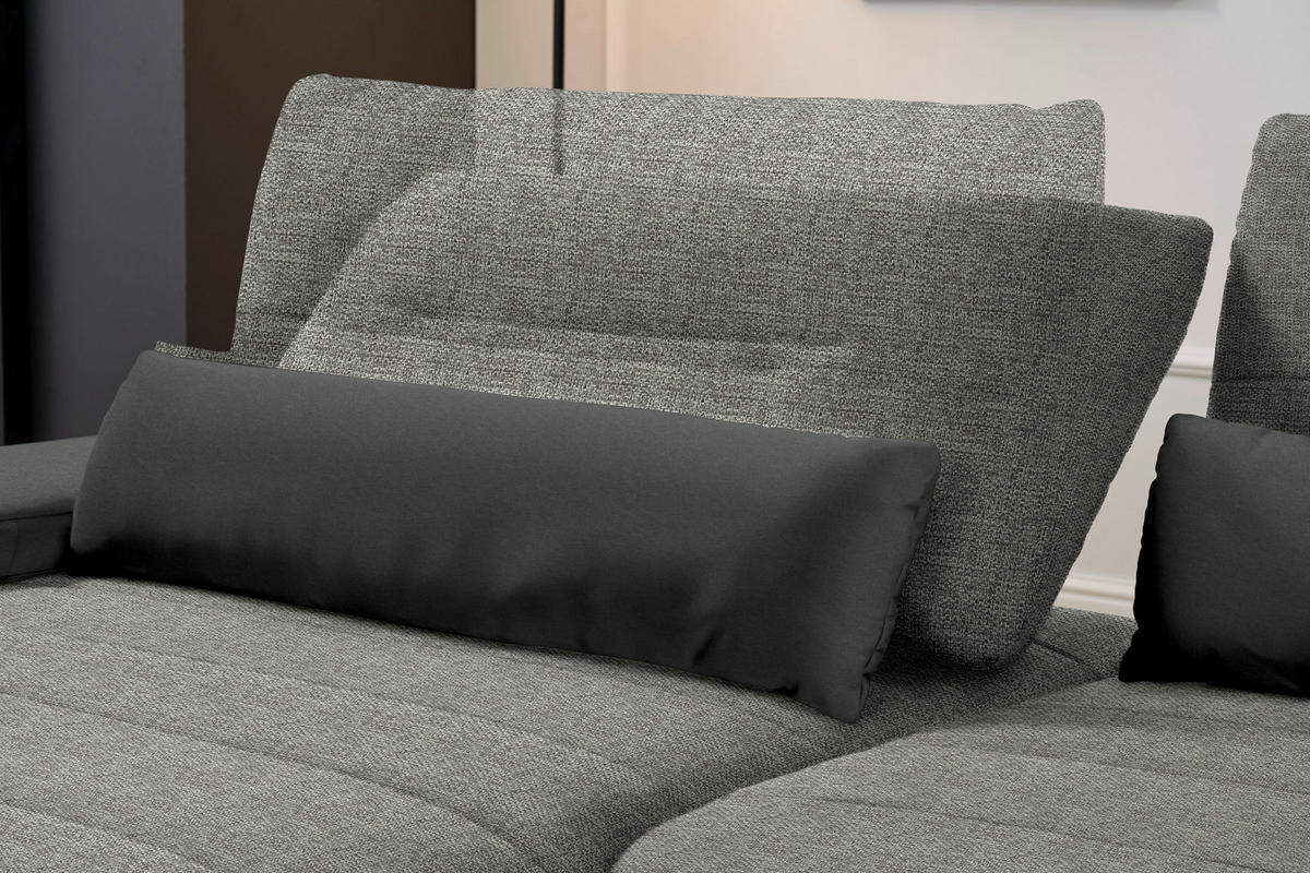 ECKSOFA in Webstoff Grau  - Schwarz/Grau, Konventionell, Textil/Metall (191/273cm) - Carryhome