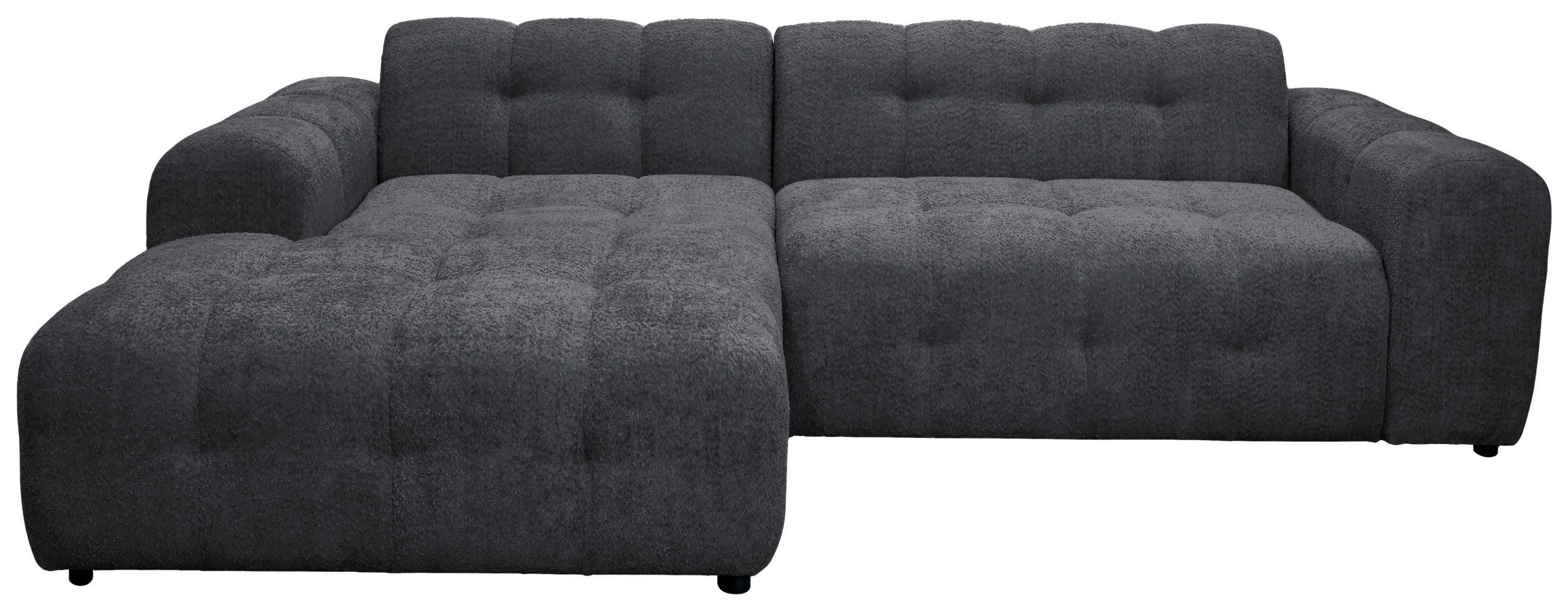 ECKSOFA RUNO Dunkelgrau Bouclé  - Dunkelgrau/Schwarz, Design, Kunststoff/Textil (175/270cm) - MID.YOU
