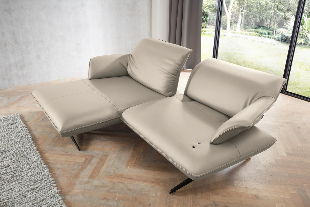 ECKSOFA in Echtleder Cappuccino  - Beige/Schwarz, Design, Leder/Metall (169/252cm) - Koinor