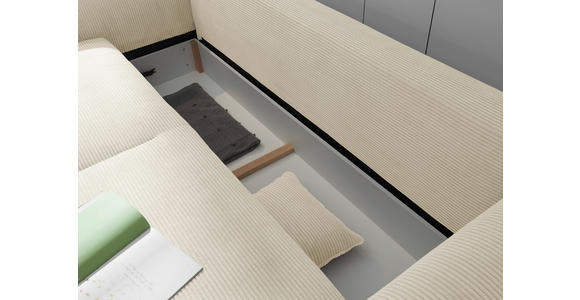 SCHLAFSOFA mit Stoffauswahl, Liegefunktion, Rücken echt Cord Creme - Creme/Schwarz, KONVENTIONELL, Kunststoff/Textil (250/95/125cm) - Hom`in