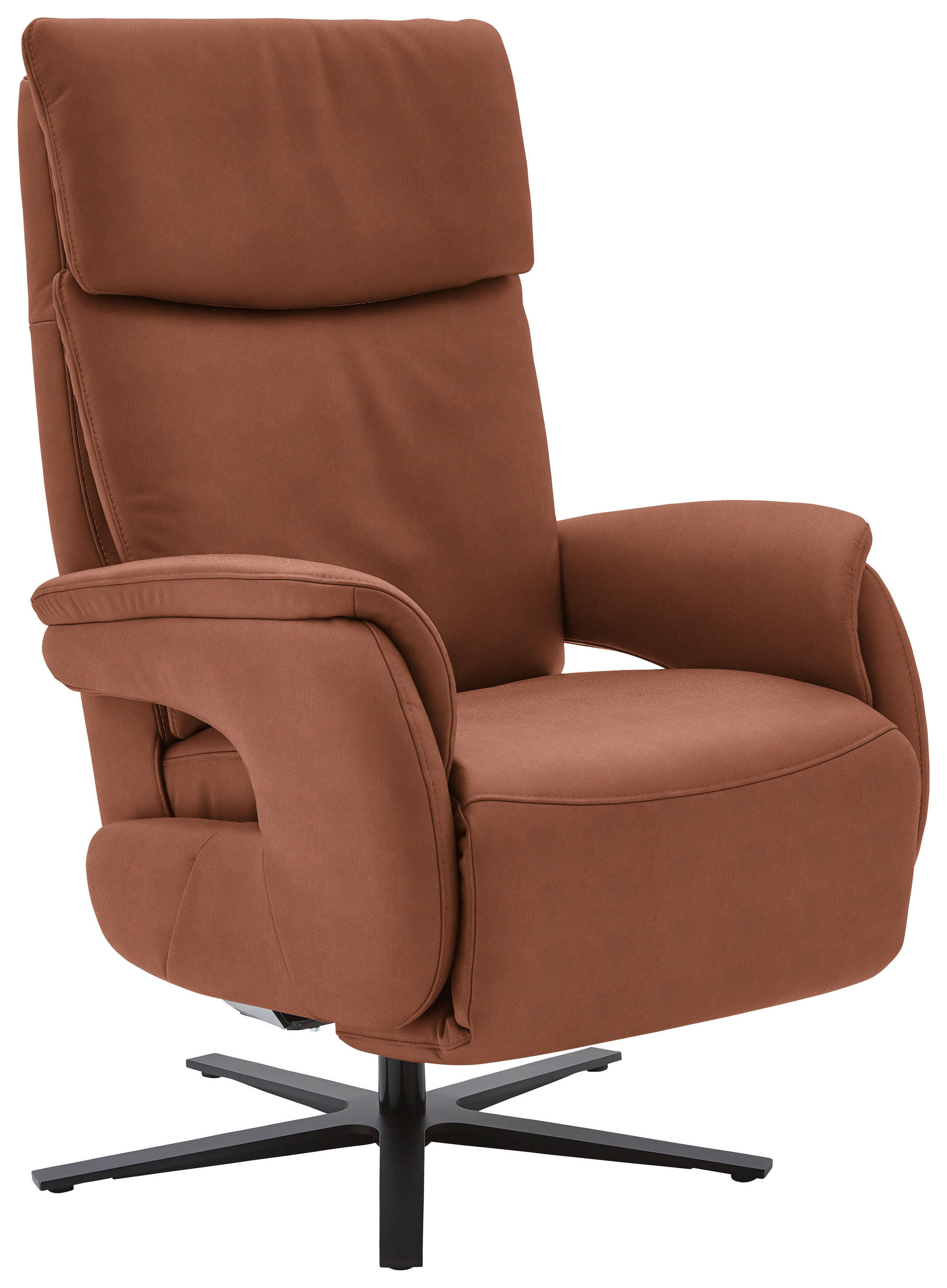RELAXSESSEL in Leder Cognac  - Cognac/Schwarz, Design, Leder/Metall (70/117/85cm) - Dieter Knoll