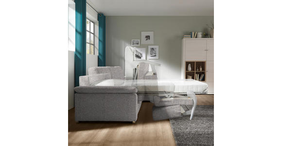 ECKSOFA in Flachgewebe Blaugrau - Chromfarben/Blaugrau, KONVENTIONELL, Textil/Metall (285/176cm) - Novel