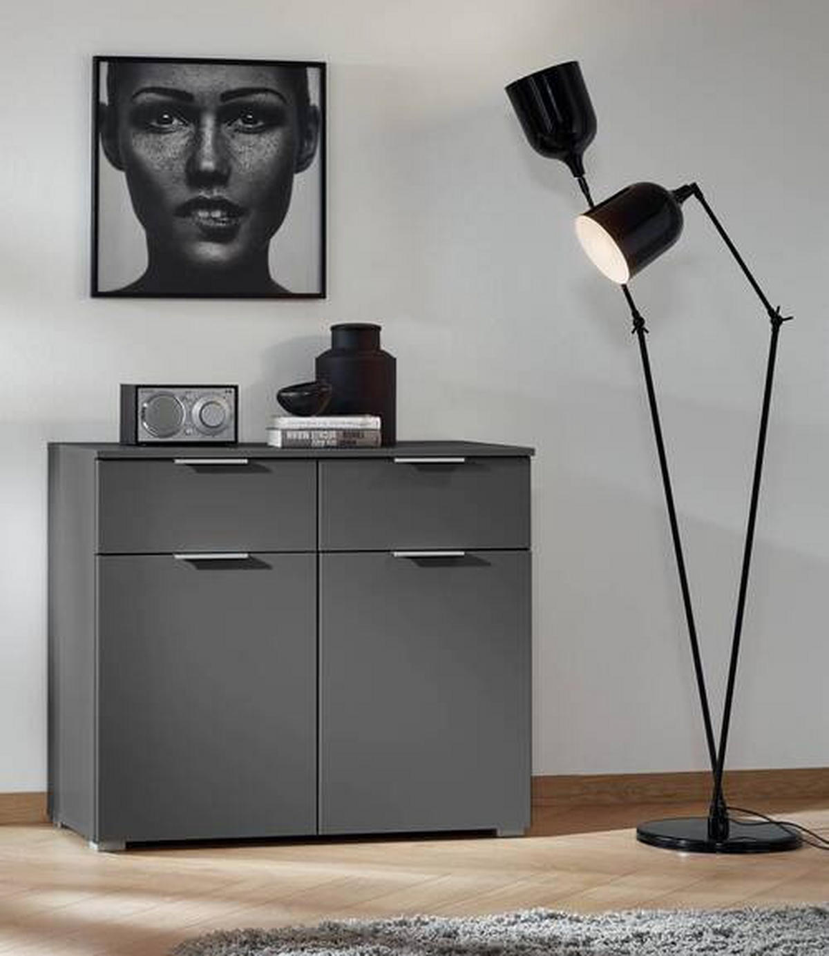 KOMÓD 93/81/42 cm  - alumínium színű/szürke, Modern, faalapú anyag (93/81/42cm) - Rauch Möbel