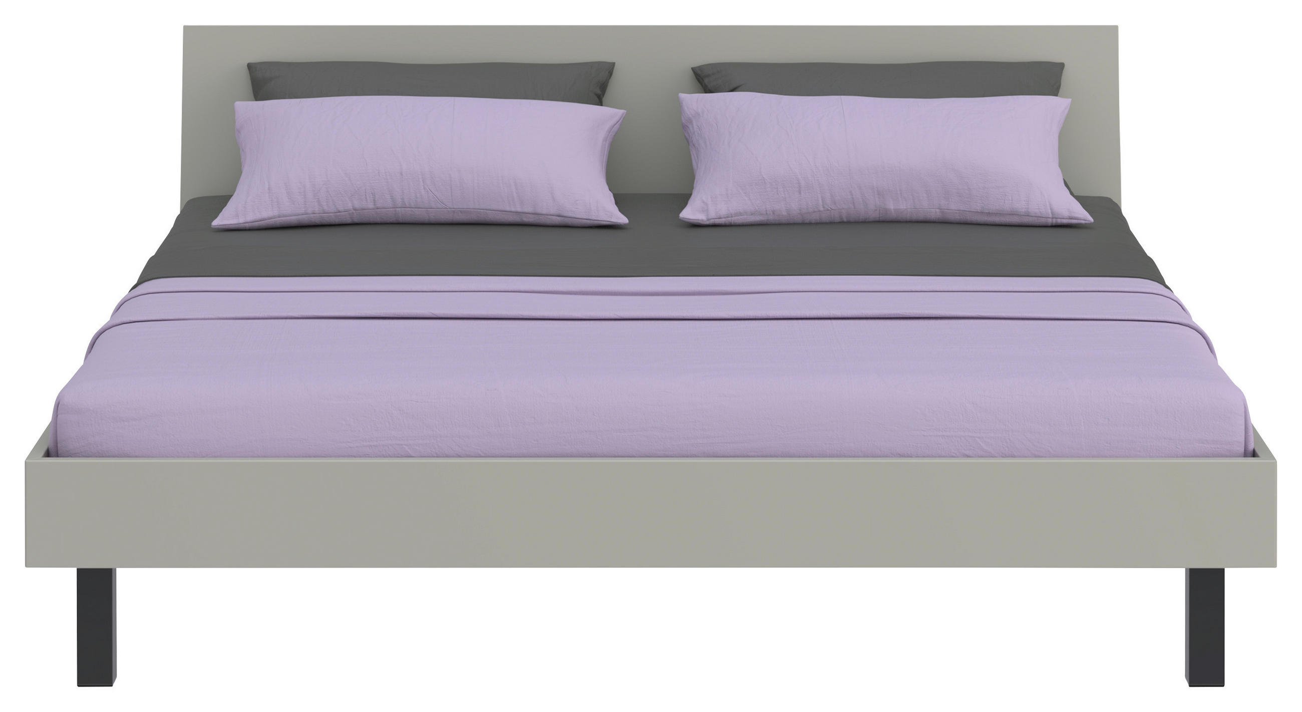 BETT 200/200 cm  in Hellgrau  - Hellgrau/Schwarz, Design, Metall (200/200cm) - Xora