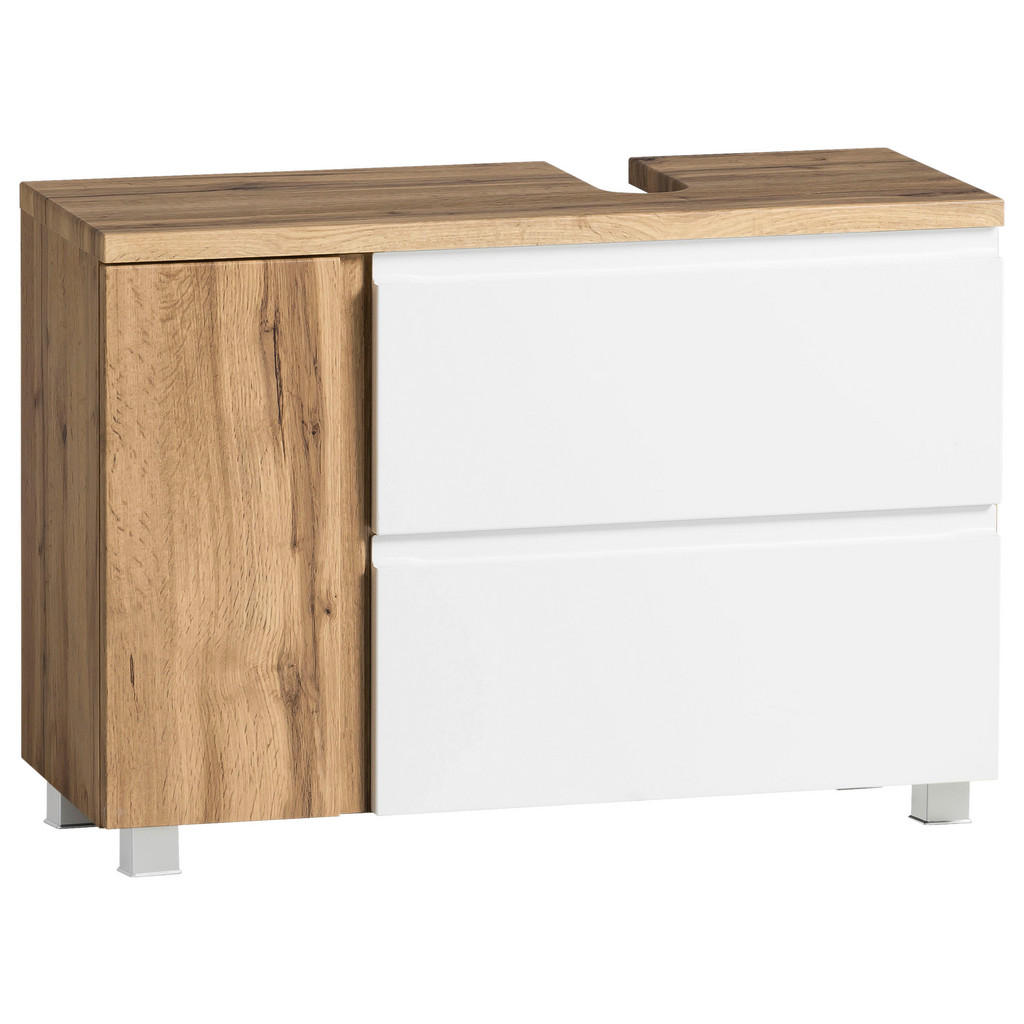 Waschbeckenunterschrank Varese B: 85 Cm Wotaneiche Dekor/weiß
