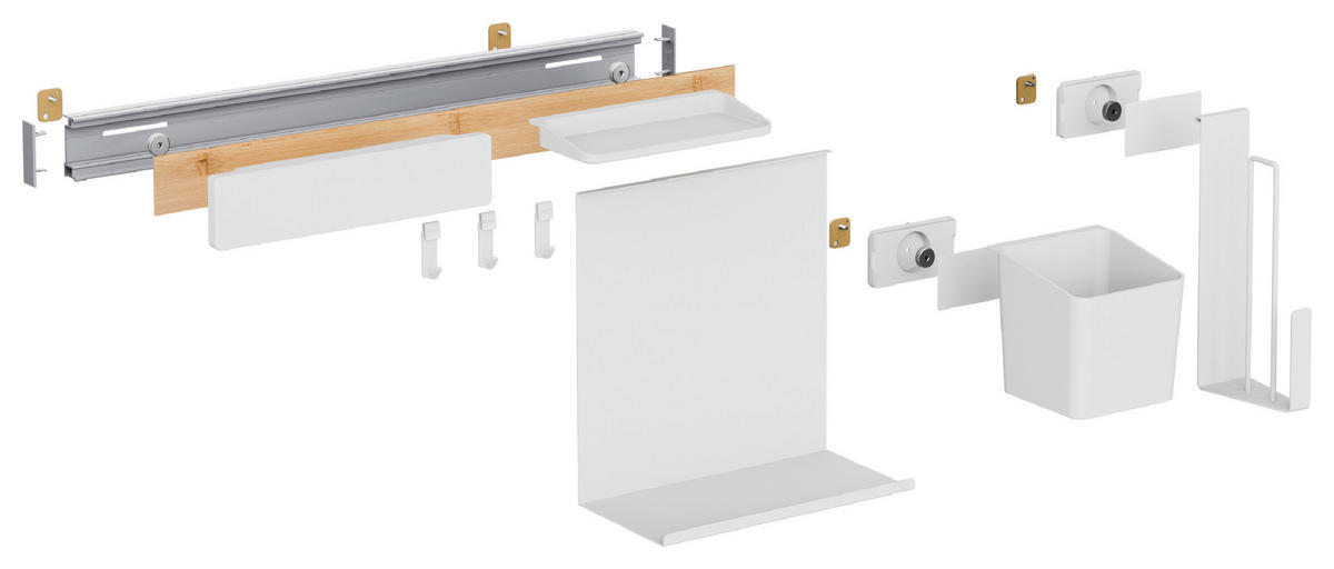 KÜCHEN-ORGANIZER-SET  - Braun/Weiß, Basics, Holz/Kunststoff (60/34/14cm) - Tesa