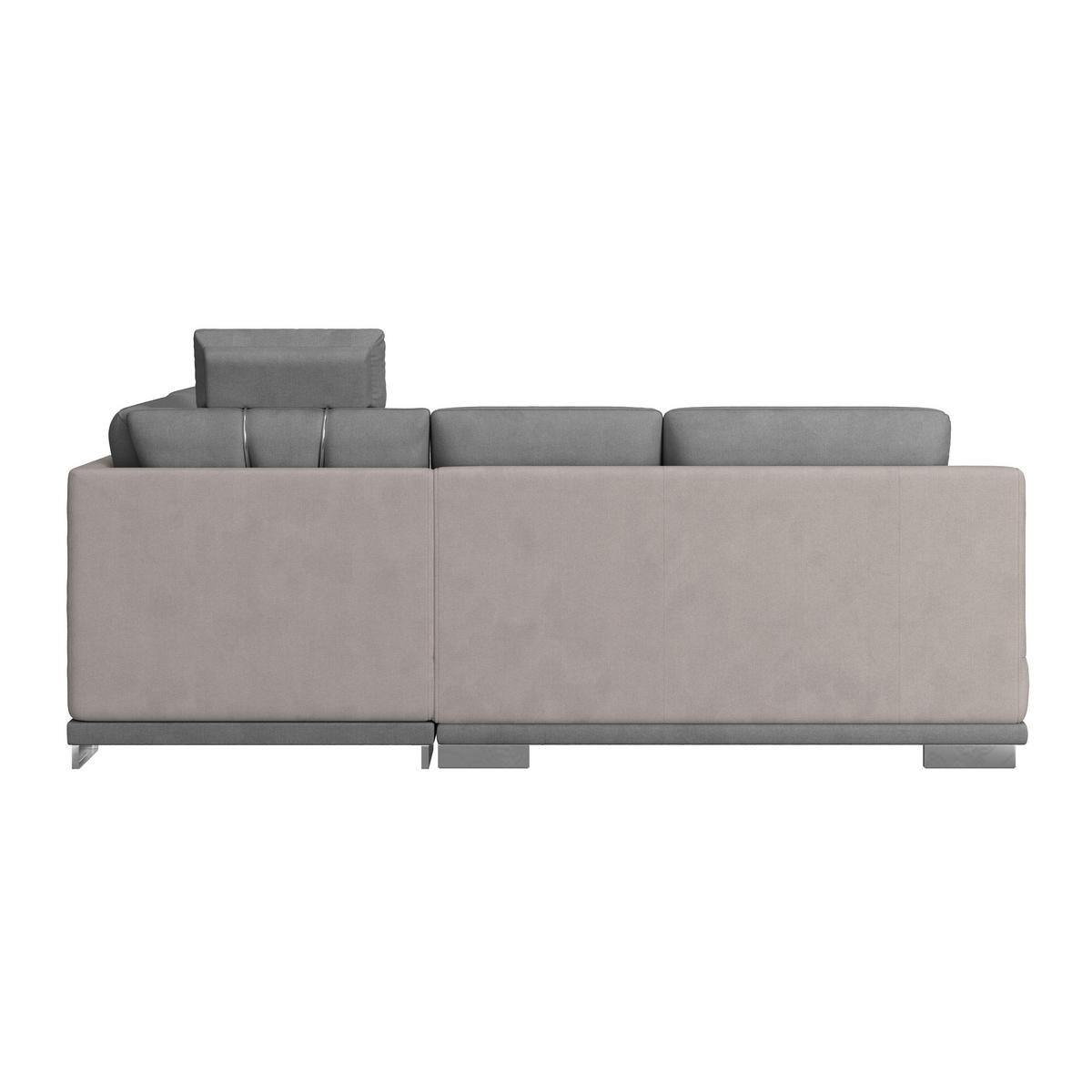 WOHNLANDSCHAFT in Velours Grau, Dunkelgrau  - Chromfarben/Dunkelgrau, Konventionell, Textil/Metall (264/217cm) - MID.YOU