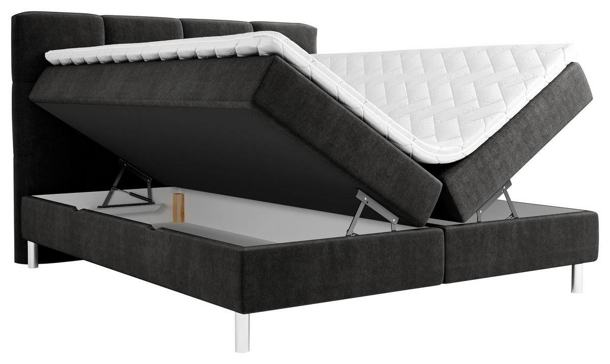 BOXBETT 180/200 cm  in Anthrazit  - Chromfarben/Anthrazit, MODERN, Holz/Holzwerkstoff (180/200cm) - Esposa