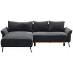 ECKSOFA in Chenille Schwarz  - Schwarz, KONVENTIONELL, Textil/Metall (164/255cm) - Carryhome