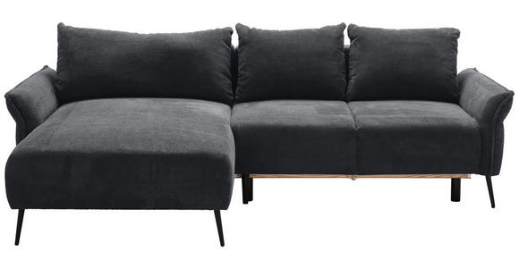 ECKSOFA in Chenille Schwarz  - Schwarz, KONVENTIONELL, Textil/Metall (164/255cm) - Carryhome