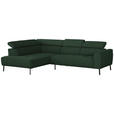 ECKSOFA in Struktur Grün 205/280 cm - Schwarz/Grün, Design, Textil/Metall (205/280cm) - Xora
