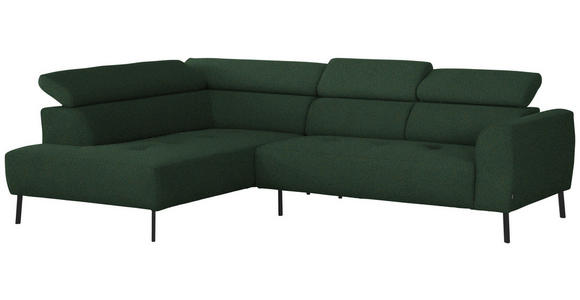 ECKSOFA in Struktur Grün 205/280 cm - Schwarz/Grün, Design, Textil/Metall (205/280cm) - Xora