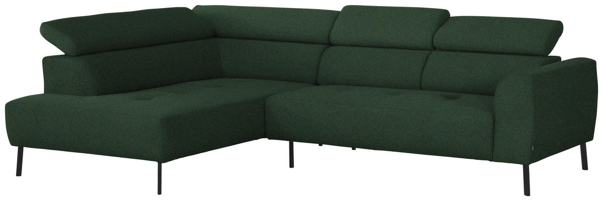 ECKSOFA in Struktur Grün  205/280 cm  - Schwarz/Grün, Design, Textil/Metall (205/280cm) - Xora