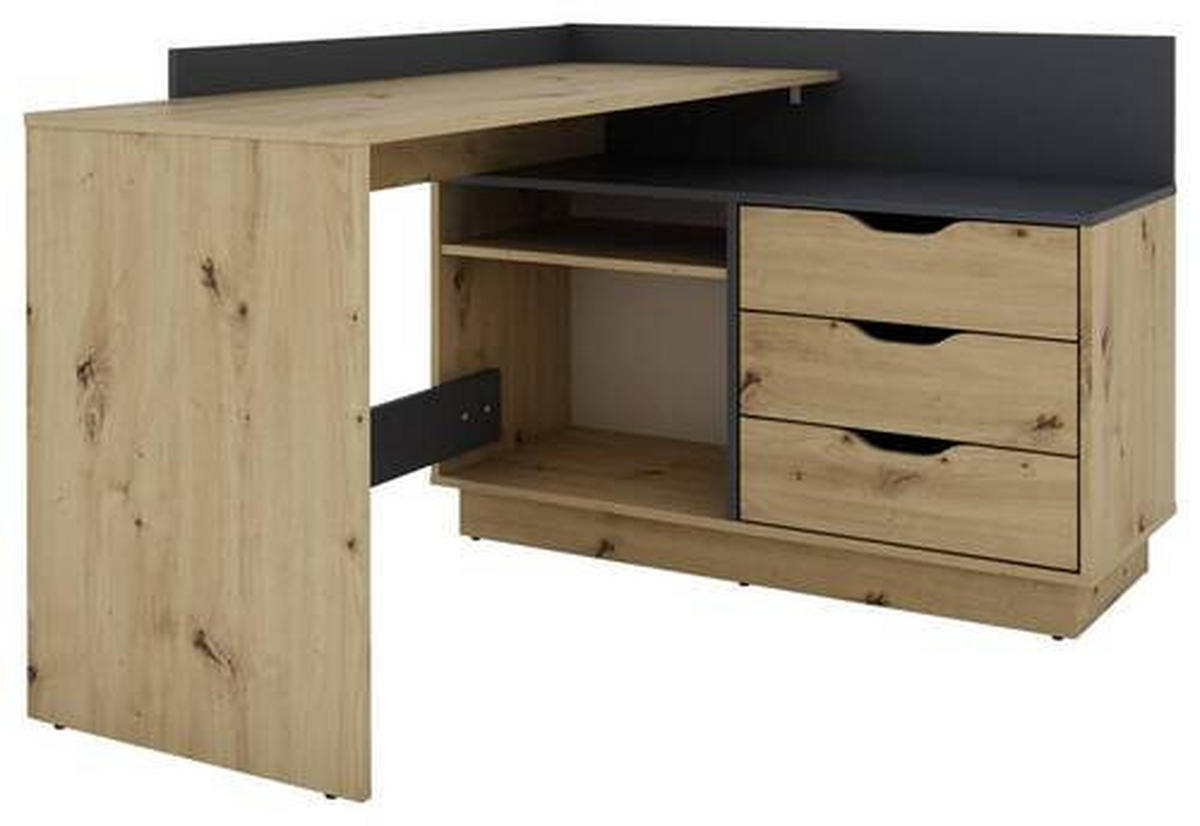 ECKSCHREIBTISCH 129/105/84 cm  in Anthrazit, Eiche Artisan  - Anthrazit/Eiche Artisan, LIFESTYLE, Holzwerkstoff (129/105/84cm) - MID.YOU