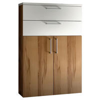 KOMMODE 81/126/35 cm  in Weiss, Buchefarben  - Weiss/Silberfarben, Design, Holz/Holzwerkstoff (81/126/35cm) - Moderano