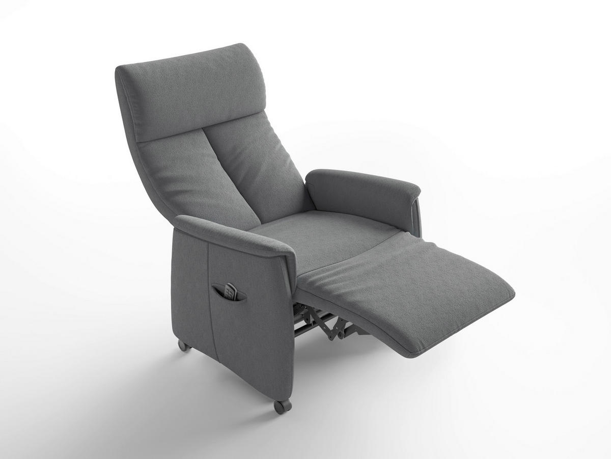 RELAXSESSEL TV CREMONA COMFORT E S1 Flachgewebe Kopfteilverstellung, Fußteilverstellung, Rücken echt    - Schwarz/Grau, Basics, Kunststoff/Textil (76/110/84cm) - Sit & More