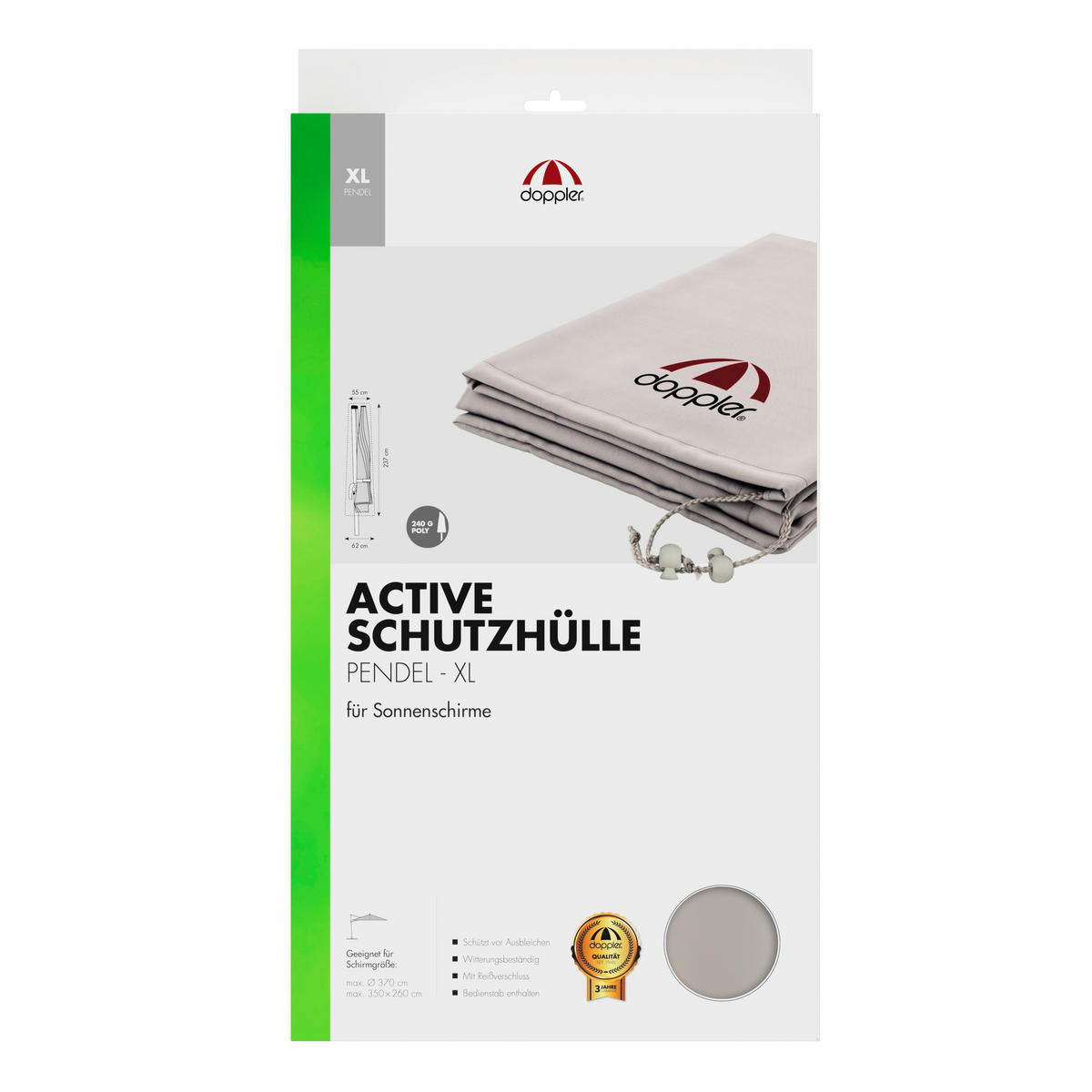 SCHIRMHÜLLE - Hellgrau, Basics, Textil (237/62/55cm) - Doppler