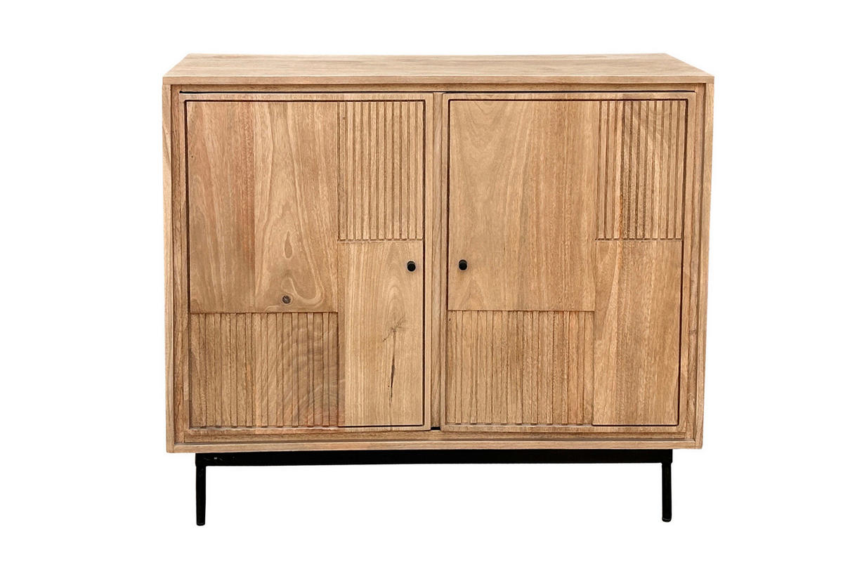 KOMMODE , 100/90/40 cm,  - Schwarz/Naturfarben, Design, Holz/Metall (100/90/40cm) - MID.YOU