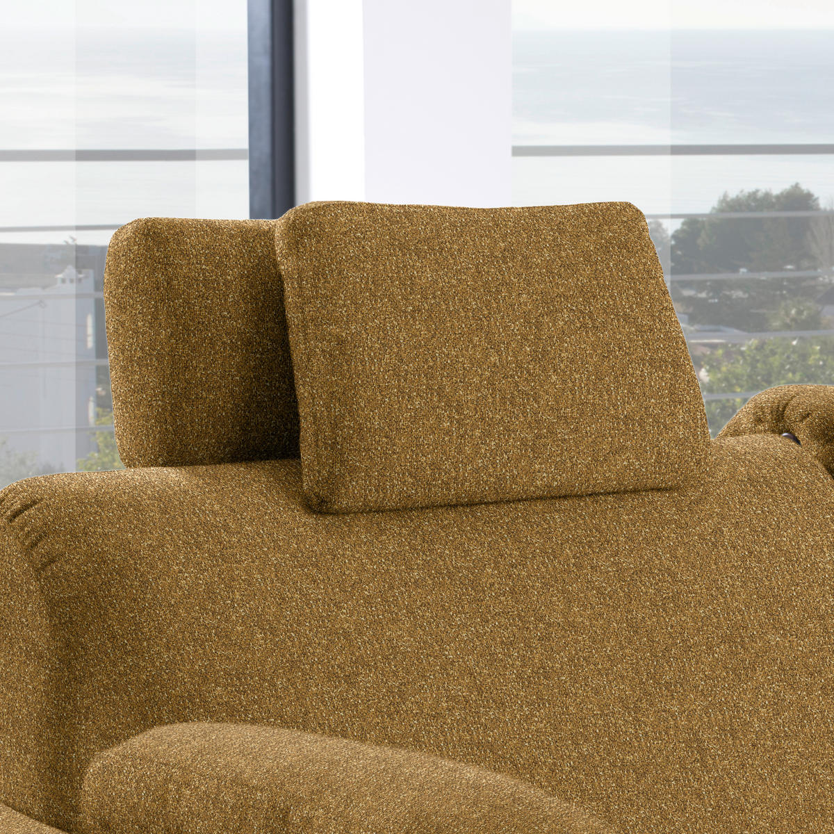 ECKSOFA  in Mikrovelours Senfgelb  261/203 cm  - Eichefarben/Senfgelb, KONVENTIONELL, Holz/Textil (261/203cm) - Sedda
