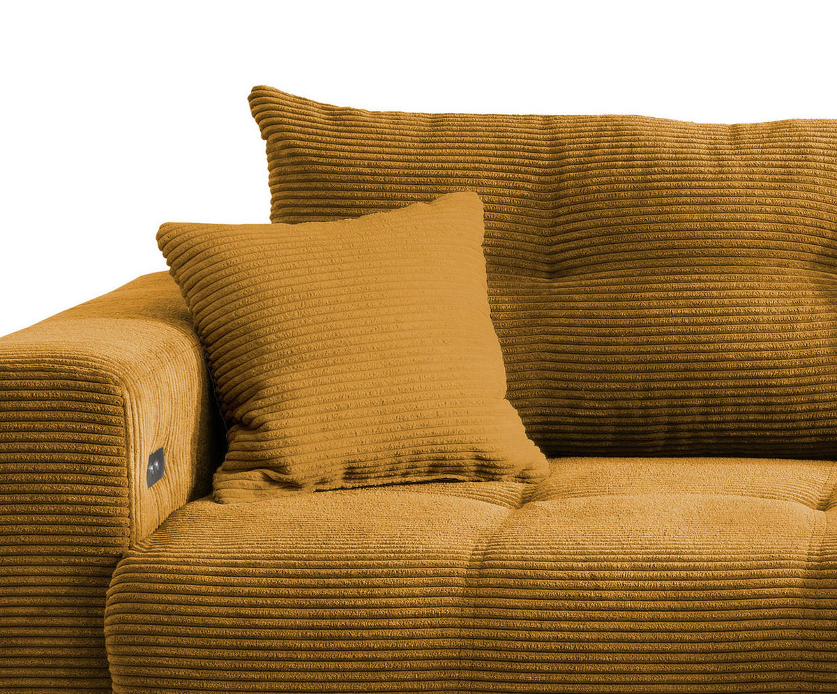 ECKSOFA in Cord Goldfarben  - Goldfarben/Schwarz, Modern, Holz/Textil (246/177cm) - MID.YOU